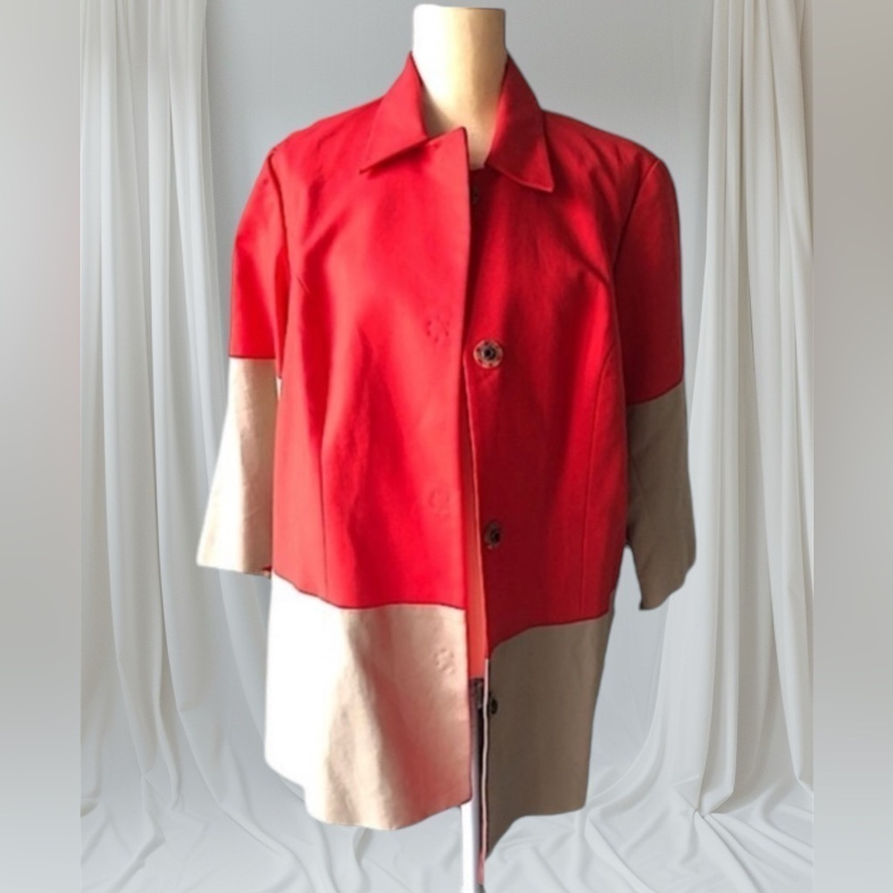 NWT Blazer Jacket, Red and Tan Colorblock by Coldwater Creek size 16 Career